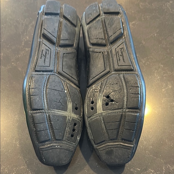 Salvatore Ferragamo Black Leather Loafers with Horsebit Detail